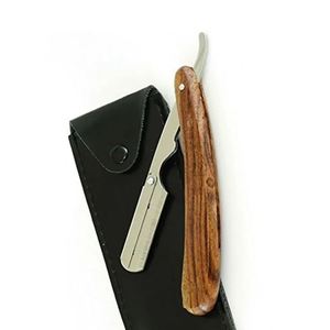 Rasoir de barbier à manche en bois, acier inoxydable, rasoir manuel à lame droite pliable professionnel - Product Image 5