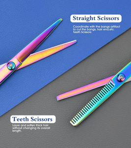 Ciseaux professionnels de coupe de cheveux en acier inoxydable allemand de 6.5 pouces multicolores pour hommes et femmes pour salon de coiffure et usage domestique - Product Image 3