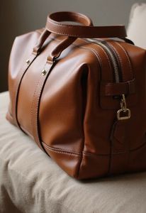 Sac de voyage multifonctionnel de luxe en cuir véritable surdimensionné avec fermeture éclair en polyester, réutilisable, portable, grande capacité, pour le week-end - Product Image 6