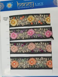 Encaje bordado de lentejuelas con diseño floral Tela de encaje de tul bordado para vestidos de noche - Product Image 5