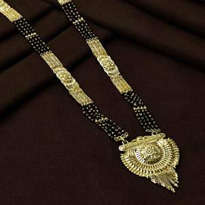 Wholesale 24K <b>Micro</b> Gold Plated Long Pendant Mangalsutra Traditional Indian Wedding Jewelry with Daily Wear Finish - Product Image 1