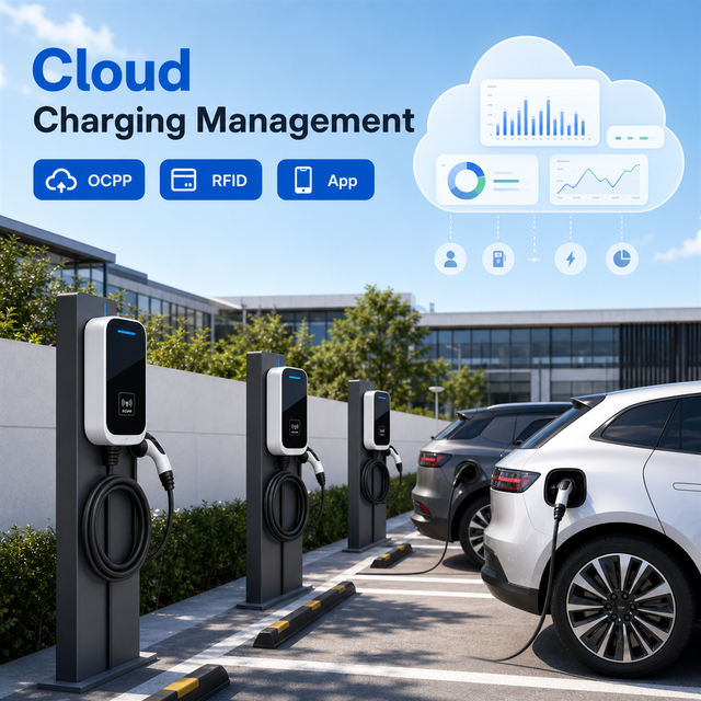 7kW Ocpp Type2 CE AC Electric Vehicle EV Car Charger Charging Station Type 2 RFID App Control IP54 Wallbox
