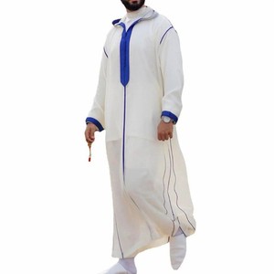 Qatari Fashion Men's Daffah Thobe Breathable Arabic Islamic Casual Jubba Thobe with Embroidery Moroccan Style Jalabiya <b>Cloth</b> - Product Image 1