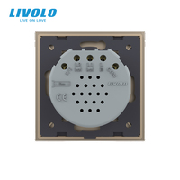 Interrupteur intelligent pour rideaux LIVOLO Matter 2-Gang |   Panneau en verre doré de luxe |   Plaque murale tactile pour volet roulant EU 80 mm compatible Apple HomeKit