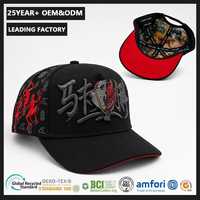 Casquette de baseball unisexe noire style gothique streetwear avec broderie 3D personnalisée, strass et caractères chinois, cinq panneaux, type trucker, fermeture snapback