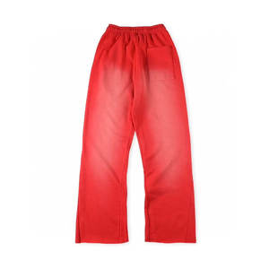 Pantalones de chándal acampanados con lavado ácido para hombre al por mayor personalizados, ropa de calle de lona ligera, pantalones para correr con estampado abullonado apilados lavados con ácido - Product Image 2