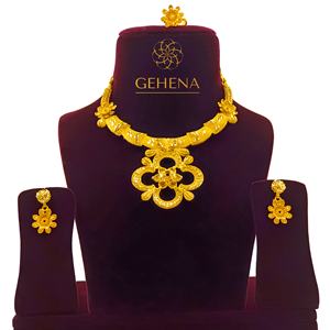 5gm-Conjunto de pendientes y anillo de dedo chapado en oro de 24K, collar personalizado, chica de moda - Product Image 1