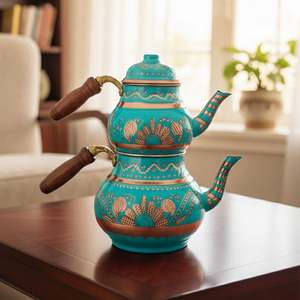 กาน้ำชาเคลือบทองแดงขนาดใหญ่พร้อมวัสดุโลหะฝา - Product Image 5
