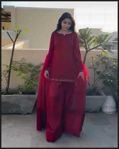 Punjabi kameez shalwar pallazzo ผ้าไหมพื้นเมืองปากีสถานแขนยาวผ้าออร์แกนซ่า dupatta อินเดียขายส่ง farshi ชาติพันธุ์เจียมเนื้อเจียมตัว - Product Image 2