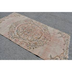 พรมตุรกีโบราณ4.3 x 8.5ft เบจขนสัตว์งานปะทำด้วยมือรูปทรงสี่เหลี่ยมผืนผ้าแผ่นยางรองหลังสำหรับห้องนั่งเล่นสไตล์ทาบริซ - Product Image 2