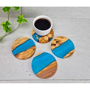 Luxury Look <b>Epoxy</b> <b>Resin</b> and Mango Wood Coasters With Holder Good <b>Price</b> Handmade Finishing Good Quality Feature Handmade - Product Image 3