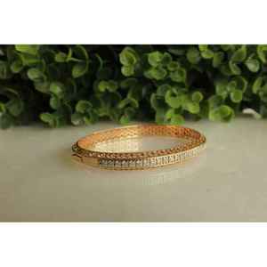 1.50 Ct Round Cut Moissanite <b>Bangle</b> <b>Bracelet</b> for Women in Yellow Gold - Product Image 2