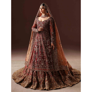 Robe Maxi Lehnga lourde de mariée indienne avec volants broderie de cristal travail manuel en pierre perlée pour la mariée tenue de mariage - Product Image 5