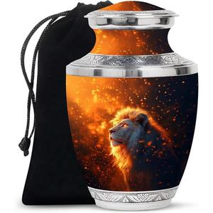 โกศทองเหลืองทำด้วยมือสำหรับขี้เถ้าของมนุษย์โกศใส่เถ้ากระดูกทาสีฟ้าสำหรับฝังขี้เถ้าจากอินเดีย - Product Image 2