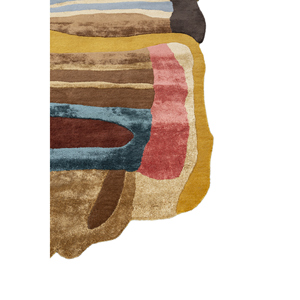 Alfombra Abstracta Joy Gold de Lana y Viscosa Hecha a Mano con Técnica Tufted, Modelo Tra-15216, para Decoración del Hogar - Product Image 4