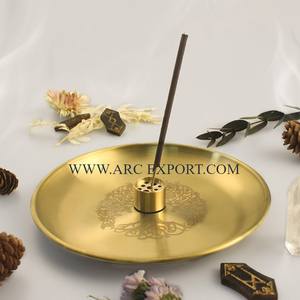 Quemador de incienso pulido de Oro Grande con diseño de hoja, quemador Bakhoor de vajilla, quemador de incienso de Metal hecho a mano de calidad Superior - Product Image 4