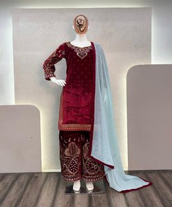 Classic Eid Party Gown with Thread Work Embroidery - Product Image 3