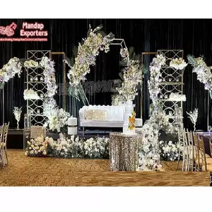 Stylish Wedding Decor Customized Metal Frames/Panels Newest Banquet Event Party Metal Backdrop Stands Wedding Reception Stage