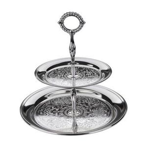 TQC European Flower Style Aluminum Casted 2-Tier Round Cake Stand Eco-Friendly Oven <b>Safe</b> for Hotel & Home Decor - Product Image 4