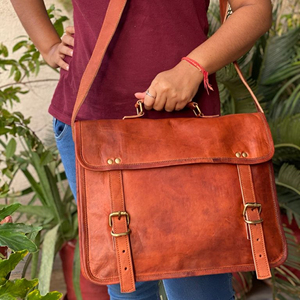 Goat Leather Office Use <b>Messenger</b> <b>Bag</b> Pure Leather Laptop <b>Bag</b> 11*15" Inch India <b>Bags</b> - Product Image 6