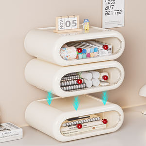 Organisateur de tiroirs en <span class=keywords><strong>plastique</strong></span> empilable WANUO, anti-poussière, 1/2/3 niveaux, boîte de rangement de <span class=keywords><strong>bureau</strong></span>, boîte de rangement pour la maison et le <span class=keywords><strong>bureau</strong></span> - Product Image 4