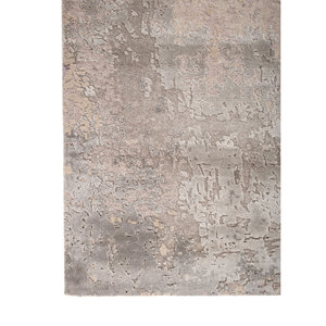 Alfombra Uvenuti de Lana y Seda de Bambú Tejida a Mano, Color Marfil, LRB-5004, Rectangular, Abstracta, para Dormitorio, Hecha a Mano con Técnicas de Viscosa - Product Image 4