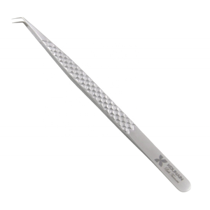 Kounain Pince à cils en acier inoxydable de 14cm de qualité professionnelle Isolation fine 45 degrés Sharp Satin Nano Fiber Pointed for - Product Image 1