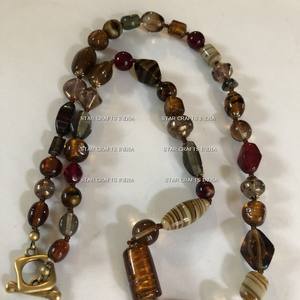 Collar con cuentas de mijo redondo BOHEMIA personalizado hecho a mano joyería de piedra colorida con separadores cristianos colgantes y dijes - Product Image 2