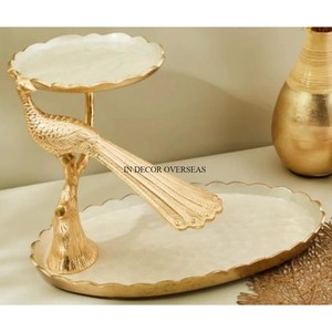 Metal de alta calidad hecho de alto grado chapado en oro martillado textura flores diseñador servir y decoración tazón suministros de la India - Product Image 4