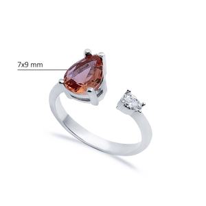 Pear Shape Sultanite CZ <b>Adjustable</b> <b>Ring</b> Turkish Handmade Wholesale 925 Sterling Silver Jewelry - Product Image 2