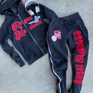 Chándal de Jogger personalizado con lavado ácido Sun Faded Flared para hombre, conjunto de pantalón de chándal con capucha bordada de talla grande - Product Image 5