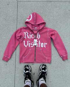 เสื้อมีฮู้ดพิมพ์ซิปโอเวอร์ไซส์สำหรับผู้ชาย360ขนแกะผ้าฝ้ายลายกราฟิก100% ออกแบบได้ตามต้องการ - Product Image 3