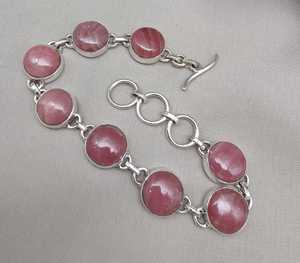 Rhodochrosite <b>925</b> <b>Sterling</b> <b>Silver</b> <b>Bracelet</b> Handmade Pink Gemstone For Women Artisan Boho Ethnic Jewelry Fashion - Product Image 1