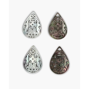 ฝาครอบลูกปัดลายหยดน้ำสีดำทำจากมุก - Product Image 3