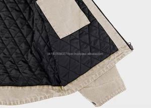 Chaqueta de trabajo de algodón personalizada, estilo boxy, diseño vintage, cortavientos, lisa, para hombre, de invierno, marrón, de lona ripstop lavada, con cremallera. - Product Image 5