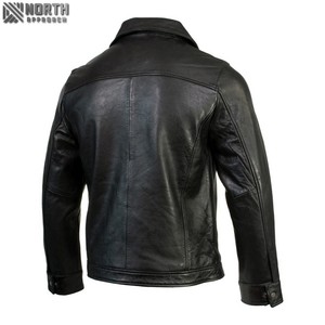 Veste en cuir zippée de haute qualité pour hommes 100% veste en cuir noir véritable avec poches latérales veste Letterman chaude pour hommes - Product Image 2