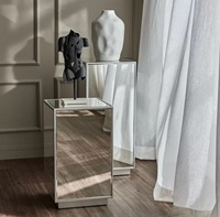 Table d'appoint ronde en miroir argenté pour l'intérieur, table basse pour le café ou le thé, table de patio durable, design moderne, petite table de patio