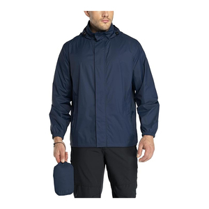 Veste pour homme, coupe décontractée, classique, noire, coupe-vent, en nylon, résistante à l'eau, avec boutons-pression, veste de haute qualité pour homme, pour la pluie - Product Image 6