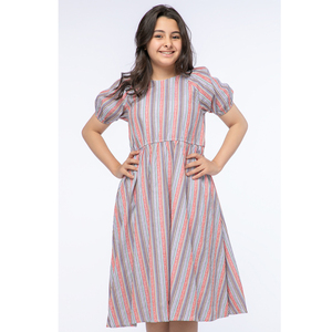 NOUVELLE ROBE TENDANCE À COL QUADRUPÈDE À RAYURES COLORÉES ET MANCHES COURTES POUR FEMMES, ROBE CONFORTABLE, RESPIRANTE ET ÉLÉGANTE - Product Image 1
