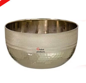 Cuenco para servir comida de aluminio y metal con acabado plateado de alta calidad para restaurante y bar de hotel - Product Image 2