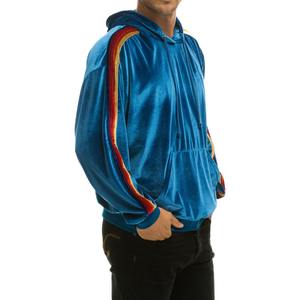 Sudaderas con capucha de terciopelo ajustadas para hombre con logotipo personalizado, ropa deportiva de patrón sólido con bolsillo, venta al por mayor a granel, tela teñida lisa - Product Image 4