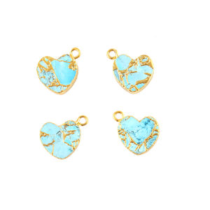 Vente en gros de pendentif en forme de cœur en cuivre turquoise Mohave boucle unique fabrication de bijoux en laiton connecteur pendentif à breloques en forme de cœur - Product Image 3