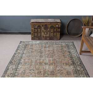 4.9x8 ft Turkish Area Rug, Vintage <b>Brown</b> Polka dot Rug - Product Image 4