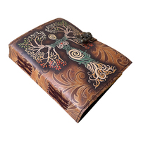 Mère De Terre Imprimer Blanc Sort Livre Des Ombres Deckle Art Papier Vintage En Cuir Véritable Journal Cahier Antique Laiton C-Lock
