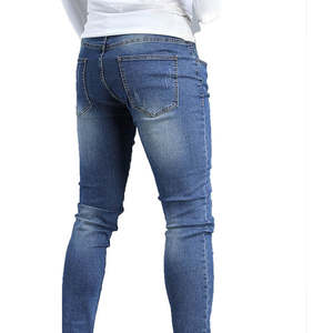 Jeans pour hommes tendance, respirants, solides, déchirés, avec lavage délavé à la main, personnalisation de la marque et coutures renforcées pour une utilisation prolongée - Product Image 5