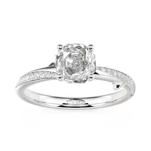 Anillo de Compromiso Jeulia Twist con Corte de Pétalo de Rosa y Moissanita Pavé - Product Image 2