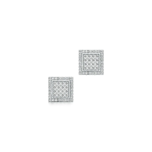 Pendientes de Diamantes Cuadrados en Racimo, Oro Sólido de 14K, Certificados por IGI, Diamantes Cultivados en Laboratorio, Corte Brillante, Halo, Chapado en Rodio, Lujosos, Unisex - Product Image 3