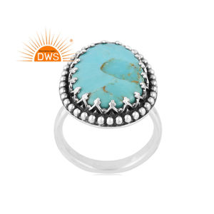 Best Quality Oxidized Sterling Silver Natural Kingman Turquoise Gemstone <b>Adjustable</b> <b>Ring</b> Custom Jewelry for Women Gift for Her - Product Image 1