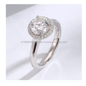 Meilleure qualité laboratoire cultivé bague de fiançailles or jaune rond brillant coupe pierre étincelante pour mariage anniversaire proposition cadeau - Product Image 1