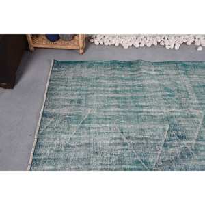 Tapis Moderne Bleu Vert 5.7X8.1 pieds en Laine Vintage Style Turc Tabriz Grand Couloir Rectangle Design pour Entrée pour Adolescents - Product Image 5